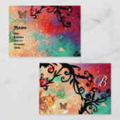 CARTE DE VISITE BOUTEILLE EN ÉCLAIRAGE, ROSE, MONOGRAMME DES ÉPILE (Devant / Derrière)