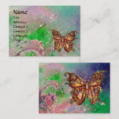 CARTE DE VISITE BOUTEILLE EN ÉCLAIRAGE VERT TURQUOISE OR (Devant / Derrière)