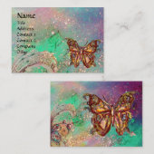 CARTE DE VISITE BOUTEILLE EN ÉCLAIRAGE VERT TURQUOISE OR (Devant / Derrière)