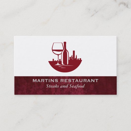 Carte De Visite Bouteille en verre à vin | Ville Skyline (Devant)