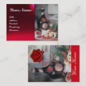 CARTE DE VISITE BOUTEILLE ET FRUITS DE VIN, MONOGRAMME DE SCEAU DE (Devant / Derrière)