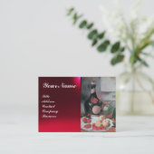 CARTE DE VISITE BOUTEILLE ET FRUITS DE VIN, MONOGRAMME DE SCEAU DE (Debout devant)