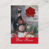 CARTE DE VISITE BOUTEILLE ET FRUITS DE VIN, MONOGRAMME DE SCEAU DE (Dos)