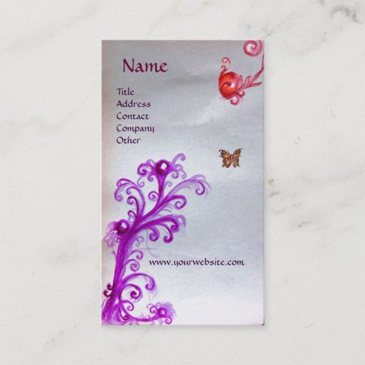 CARTE DE VISITE BOUTEILLE, MAGIQUE ROUGE PURPLE SWIRLS PEARM MONOG (Devant)
