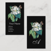CARTE DE VISITE BOUTEILLE SUR LA FLEURS BLANCHES, MONOGRAMME FLORA (Devant / Derrière)