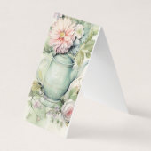 Carte De Visite Bouteille verte Signet pliante fleurie (Devant)