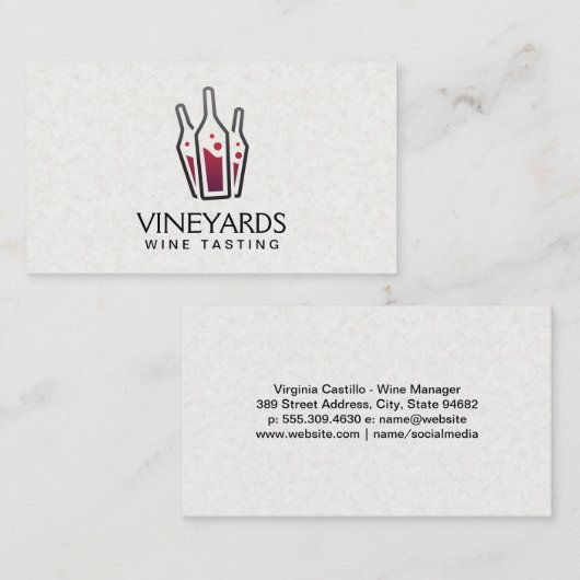 Carte De Visite Bouteilles à vin (Devant / Derrière)