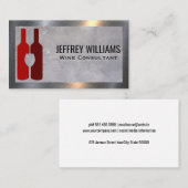 Carte De Visite Bouteilles à vin et verre | Bordure métallique (Devant / Derrière)