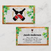 Carte De Visite Bouteilles à vin | Vignes | Pierre et bois (Devant / Derrière)