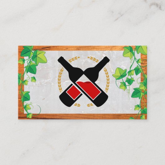 Carte De Visite Bouteilles à vin | Vignes | Pierre et bois (Devant)