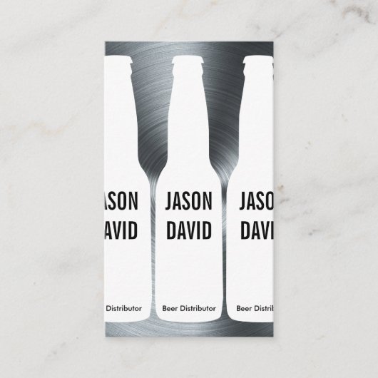 Carte De Visite Bouteilles de bière | Arrière - plan métallique (Devant)