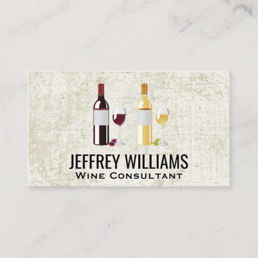 Carte De Visite Bouteilles de vin blanc rouge (Devant)