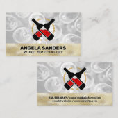 Carte De Visite Bouteilles de vin de texture d'or (Devant / Derrière)