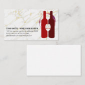 Carte De Visite Bouteilles de vin en verre rouge | Marbre or (Devant / Derrière)