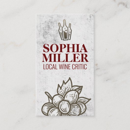 Carte De Visite Bouteilles de vin et icône de raisin (Devant)