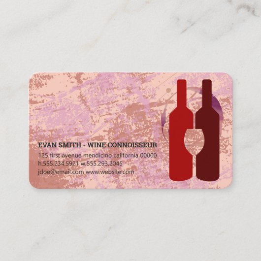 Carte De Visite Bouteilles de vin | Fond de texture | Vignoble (Devant)