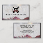 Carte De Visite Bouteilles de vin rouge | Bordure en marbre métall (Devant / Derrière)