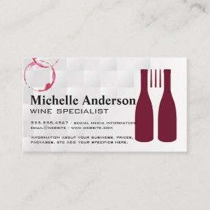 Carte De Visite Bouteilles de vin rouge et fourchette   Restaurant