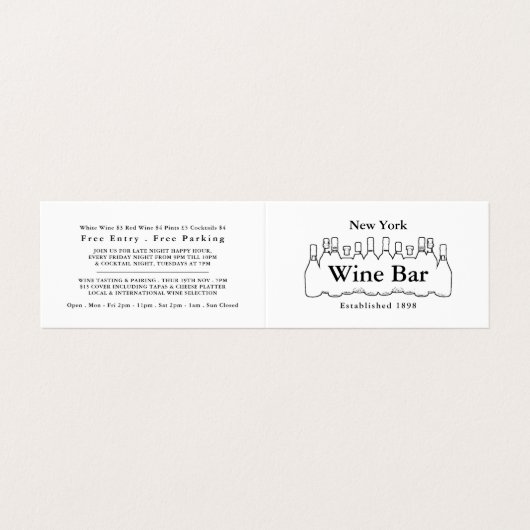 Carte De Visite Bouteilles noires et blanches, Bar à vins / Vignob (Extérieur déplié)