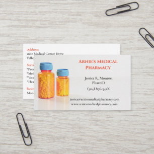 Carte De Visite Bouteilles Orange Blanc RX Pharmacy Pills