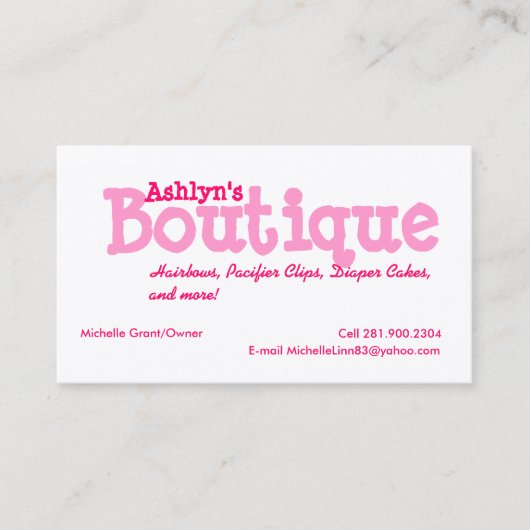 Carte De Visite Boutique (Devant)