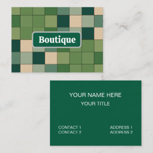 Carte De Visite Boutique à carreaux verts