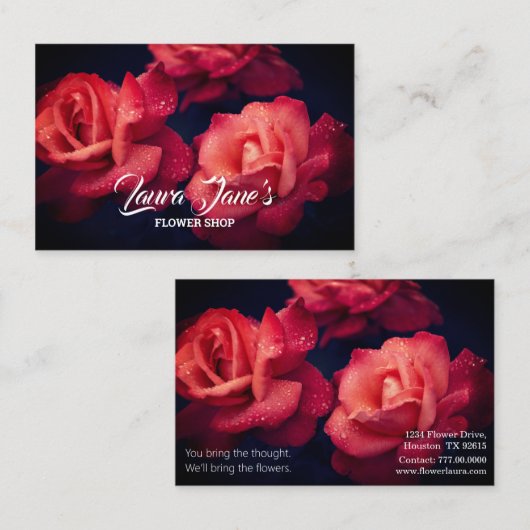 Carte De Visite Boutique à fleurs classique (Devant / Derrière)