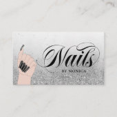 Carte De Visite Boutique à ongles Manucure Tech Silver Black Glam (Devant)