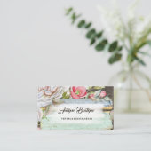 Carte De Visite Boutique Antique Florale Rustique (Debout devant)