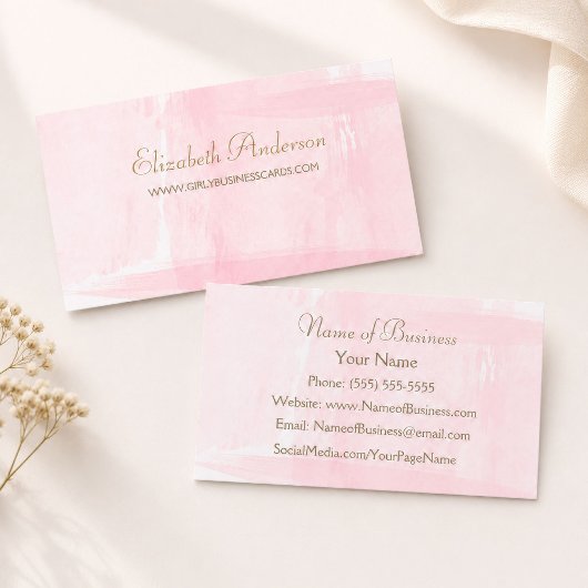 Carte De Visite Boutique Aquarelle Rose Tendre