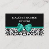 Carte De Visite Boutique Bébé Léopard Turquoise (Devant)