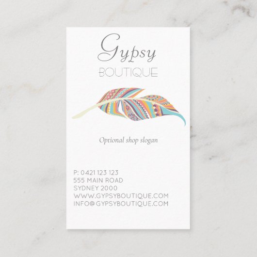Carte De Visite Boutique Boho Feather (Dos)