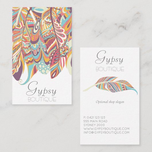 Carte De Visite Boutique Boho Feather (Devant / Derrière)