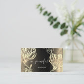 Carte De Visite Boutique Boutique Black Gold Flowers QR Code (Debout devant)
