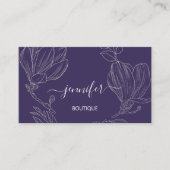 Carte De Visite Boutique Boutique Gris Fleurs d'Argent Code QR Log (Devant)