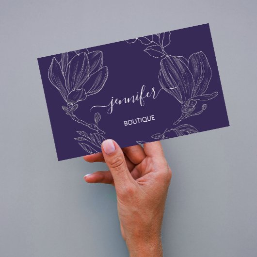 Carte De Visite Boutique Boutique Gris Fleurs d'Argent Code QR Log