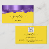 Carte De Visite Boutique Boutique Yellow Purple Wave QR Code (Devant / Derrière)