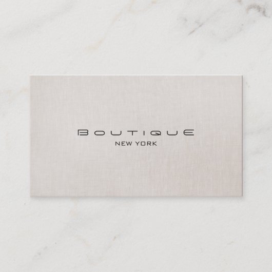 Carte De Visite Boutique Chic Faux Linge Beige Professionnel Simpl (Devant)