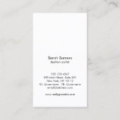 Carte De Visite Boutique d'affectation, Modèle mode (Dos)