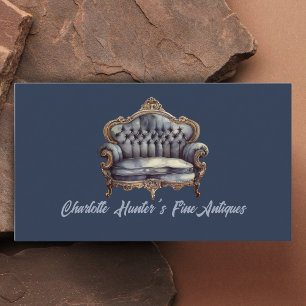 Carte De Visite Boutique d'antiquités, canapé vintage ancien, or e