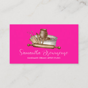 Carte De Visite Boutique d'artisanat rose Poterie céramique Clay