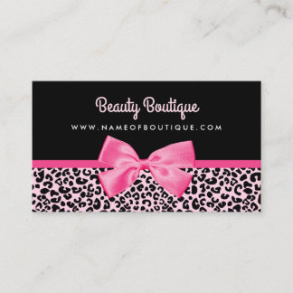 Carte De Visite Boutique de beauté Girly Pink Empreinte de léopard