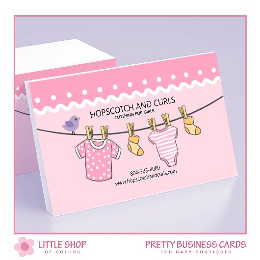 Carte De Visite Boutique de Bébé Filles Roses