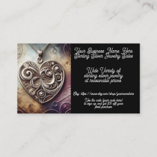 Carte De Visite Boutique de bijoux Pendentif en argent Sterling