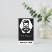 Carte De Visite Boutique de coiffeur professionnel noir et blanc (Debout devant)