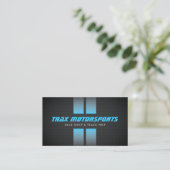 Carte De Visite Boutique de course Rayures de course Noir/Bleu (Debout devant)