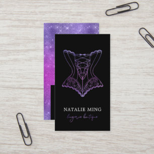 Carte De Visite Boutique de dentelle d'affaires Logo violet