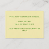 Carte De Visite Boutique de fleurs botaniques jaunes (Dos)