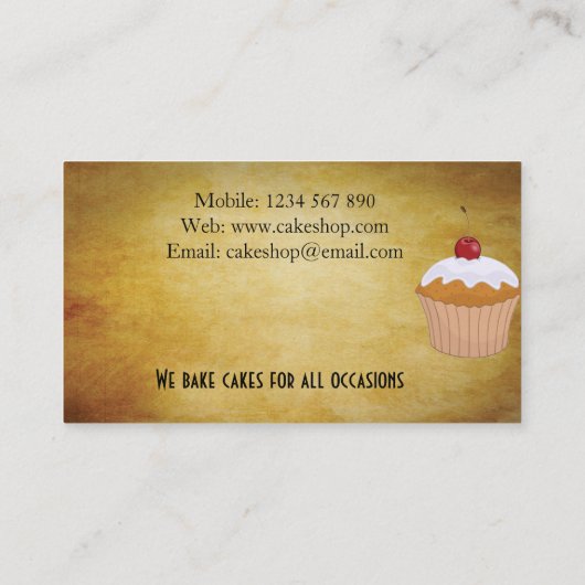 Carte De Visite Boutique de gâteaux (Dos)