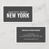 Carte De Visite Boutique de luxe Gris Gris Moderne Blanc Minimalis (Devant / Derrière)